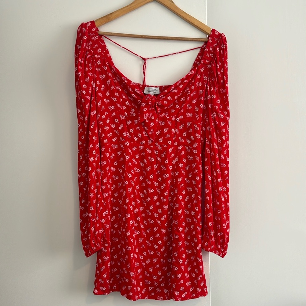 & Other Stories red long sleeve dress